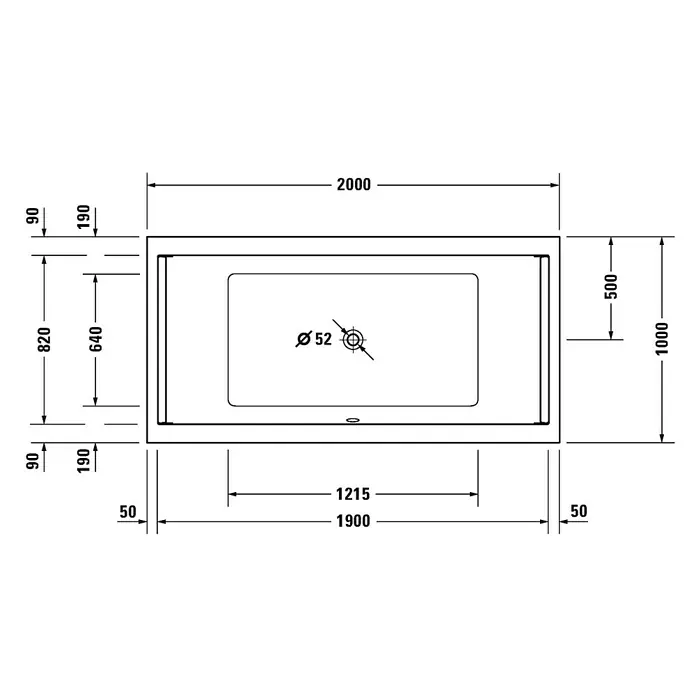 Duravit Starck 1 Badewanne Typ 3 - 200 x 100 cm, Sanitäracryl, Weiß - Vorderansicht