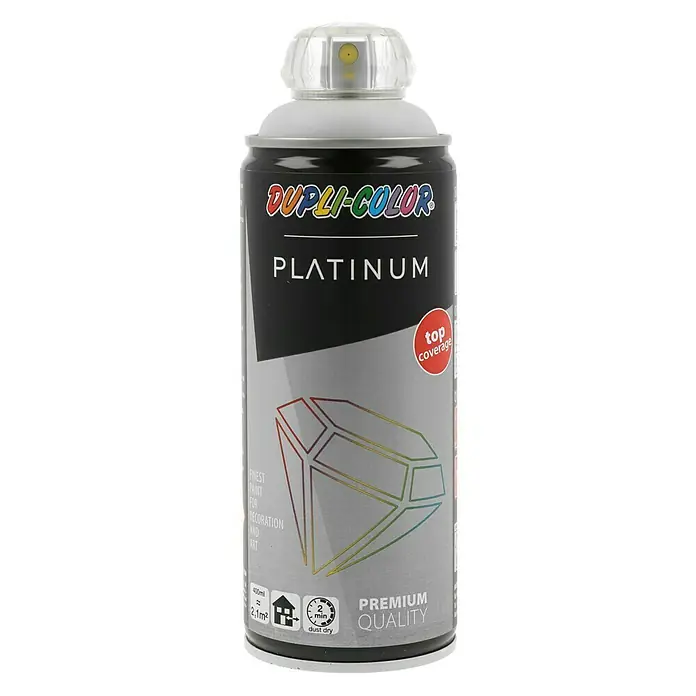 Dupli-Color Platinum Sprej s lakom u boji - Bijele boje, 400 ml, Svilenkasti sjaj - Pogled sprijeda