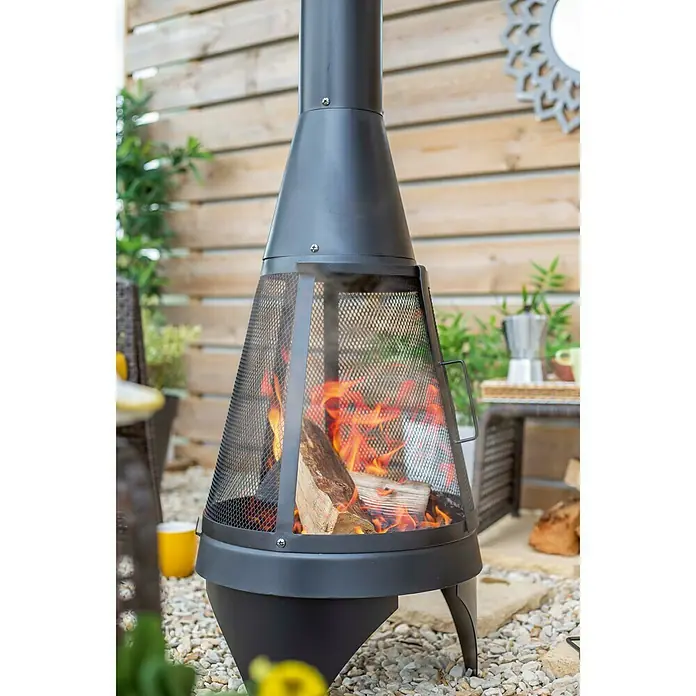 Buschbeck Chimenea para jardín Colorado - L x An x Al: 60 x 60 x 160 cm, Acero