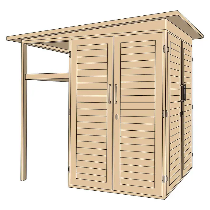 Weka GartenQ Geräteschrank Multi - Außenbreite inkl. Dachüberstand: 224 cm, Außentiefe inkl. Dachüberstand: 224 cm, Holz, Natur
