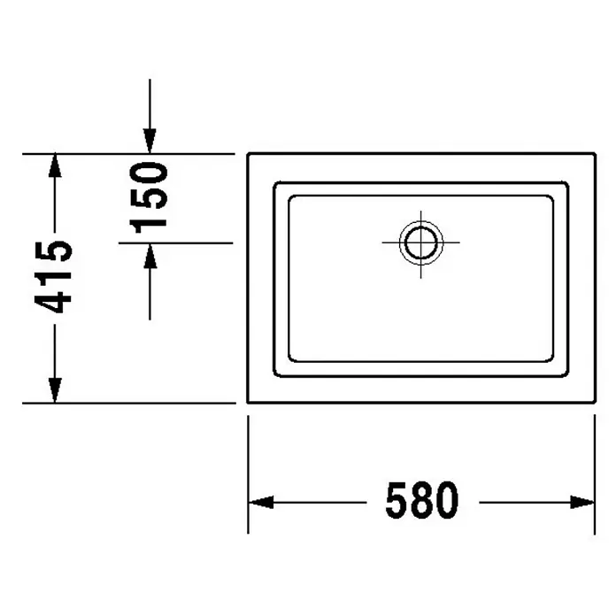 Duravit 2nd floor Einbauwaschbecken - 58 x 41,5 cm, Mit schmutzabweisender Glasur, Hahnloch: Ohne, Ohne Überlauf, Weiß - Skizze