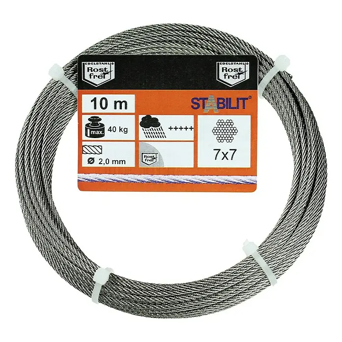 Stabilit Sajla od nehrđajućeg čelika - Ø x D: 2 mm x 10 m, Plemeniti čelik 4401 - Pogled sprijeda