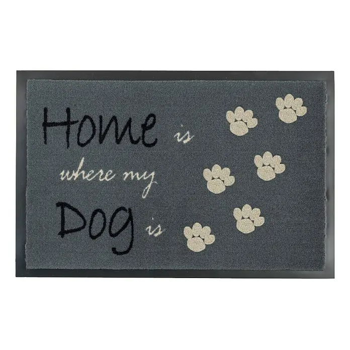 Astra Homelike Sauberlaufmatte Home is where my Dog is - Grau, 40 x 60 cm, 100 % Polyamid - Ansicht von oben
