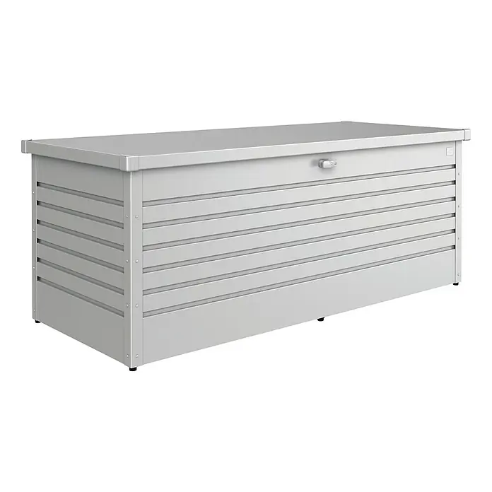 Biohort Garten-Aufbewahrungsbox FreizeitBox 180 - L x B x H: 181 x 79 x 71 cm, Silber Metallic, Stahl - Linke Seitenansicht