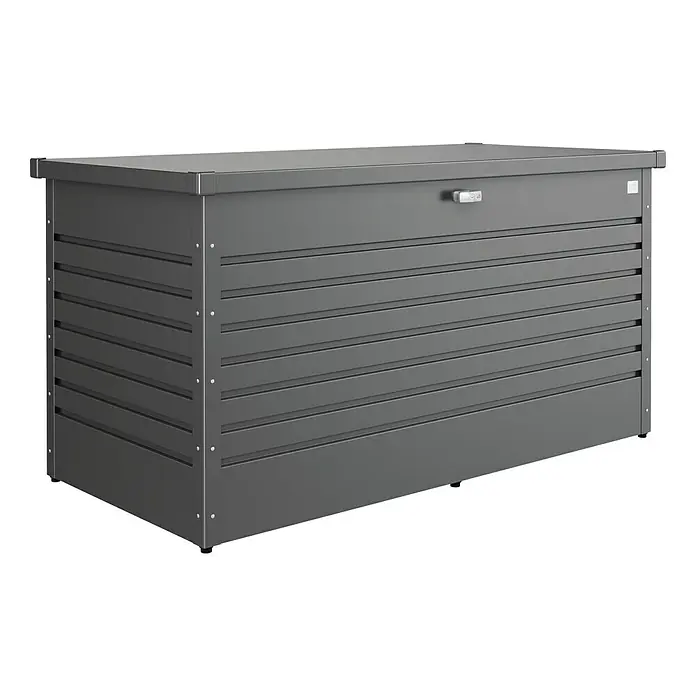 Biohort Garten-Aufbewahrungsbox FreizeitBox 160 - L x B x H: 160 x 79 x 83 cm, Dunkelgrau Metallic, Stahl - Linke Seitenansicht