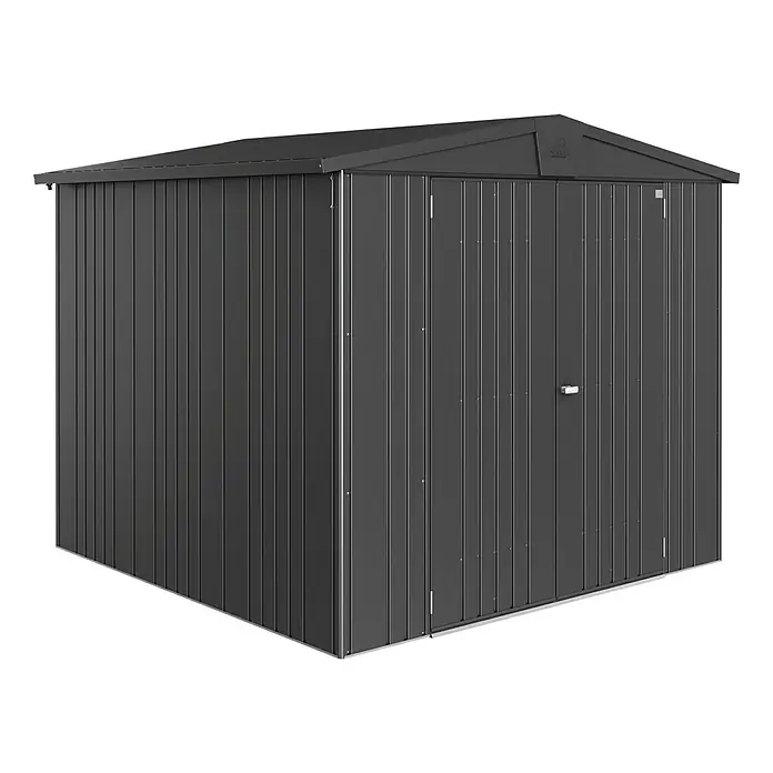 Biohort Gerätehaus Europa - 244 x 228 cm, Stahl, Dunkelgrau Metallic - Linke Seitenansicht