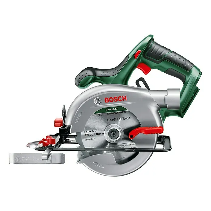 Bosch 18 V Power for All Akku-Handkreissäge PKS 18 LI - 18 V, Ohne Akku, Sägeblatt: Ø 150 mm, Leerlaufdrehzahl: 3.800 U/min - Vorderansicht