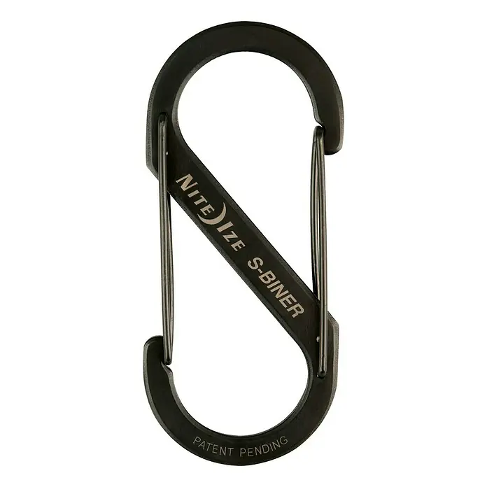 Nite Ize Mosquetón doble - 89 x 38 mm, Acero inoxidable, Negro, Resistencia a la tracción: 33 kg - Vista frontal