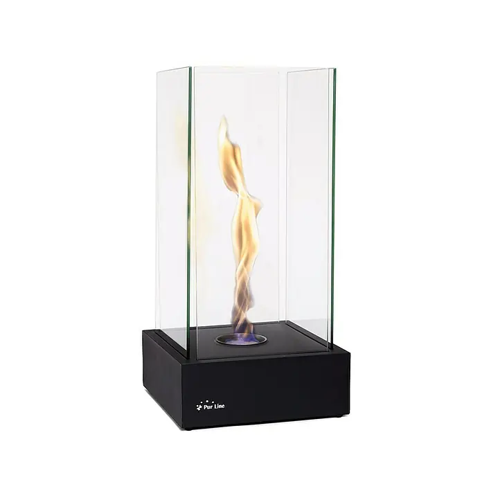 Purline Chimenea de bioetanol Tornado - 28 x 28 x 56 cm, Negro - Vista frontal