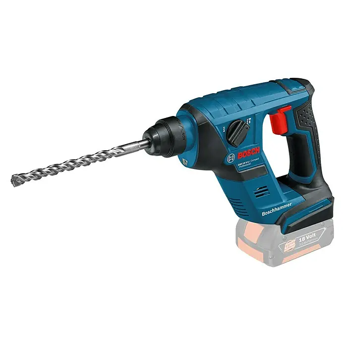 Bosch Professional Akku-Bohrhammer GBH 18 V-LI Compact - 18 V, Li-Ionen, Ohne Akku, Einzelschlagstärke: 1 J, Leerlaufdrehzahl: 0 U/min - 1.050 U/min - Linke Seitenansicht