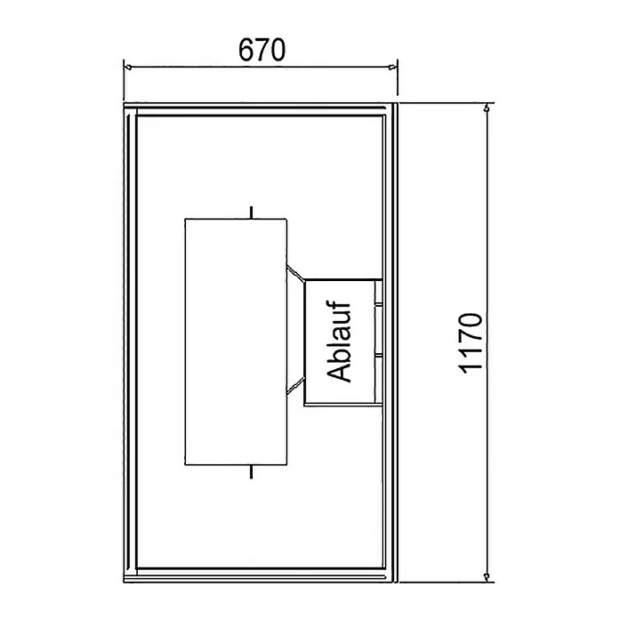 Ottofond Duschwannenträger Coco-R - 117 x 67 cm, Expandiertes Polystyrol, Weiß - Ansicht von oben