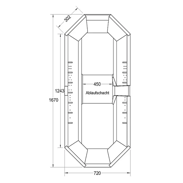 Ottofond Badewannenträger Dakar - Passend für: Badewanne Dakar 170 x 75 cm - Ansicht von oben