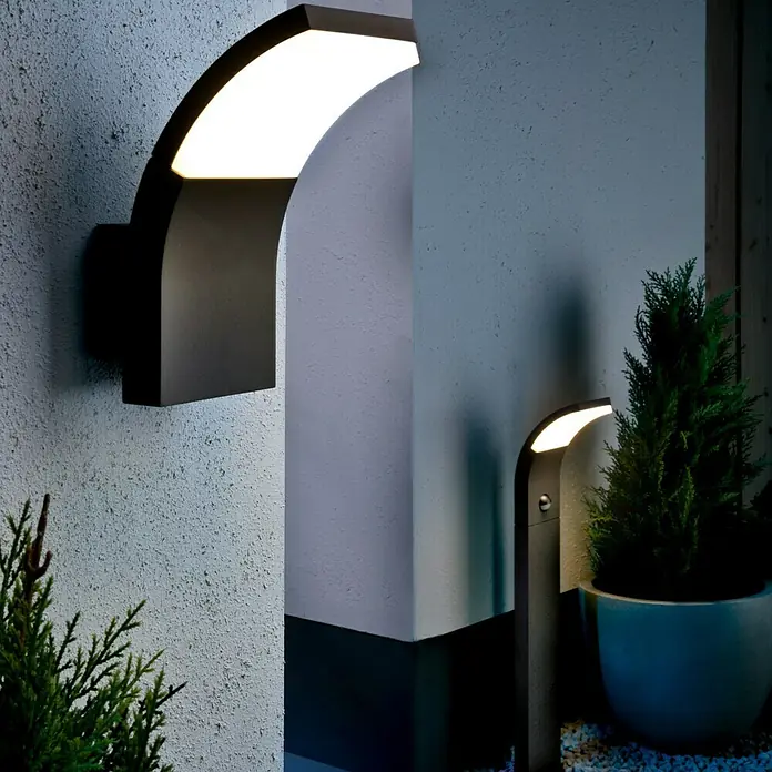 Starlux LED-Außenwandleuchte Mantova - 7 W, 122 x 84 x 190 mm, Silbergrau, Opal, IP54