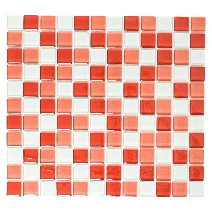 Mosaikfliese Quadrat Crystal Mix XCM 8310 - 32,7 x 30,2 cm, Rot/Weiß