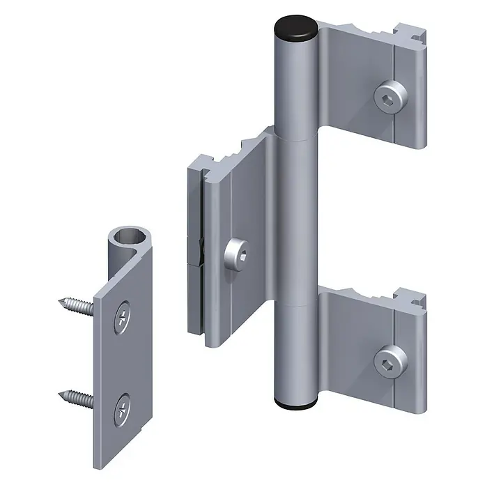 Kantoflex Coaxis Scharnier - Länge: 115 mm, Aluminium, Traglast: 40 kg, Passend für: Coaxis Profile - Linke Seitenansicht