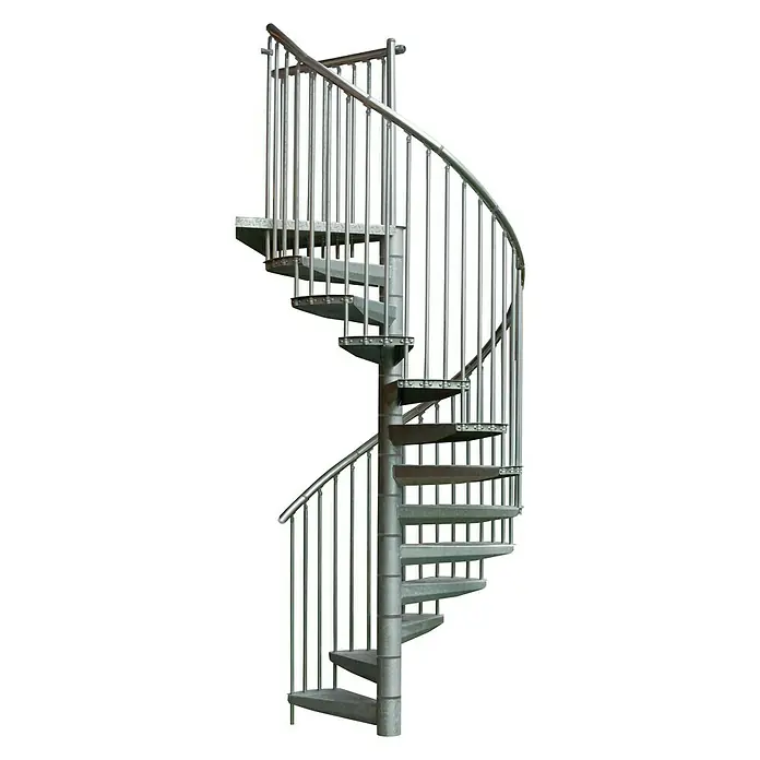 Minka Außenspindeltreppe Rondo Zink Plus - Durchmesser: 160 cm, Geschosshöhe: 300 cm, Anzahl Steigungen: 13 Stk. - Vorderansicht