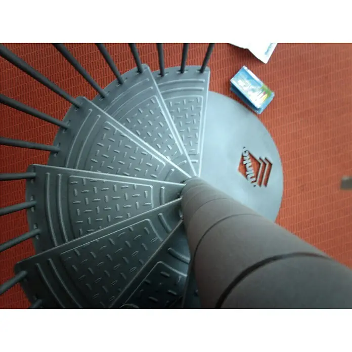 Minka Systemstahlspindeltreppe Rondo Color - Durchmesser: 120 cm, Anthrazit, Geschosshöhe: 300 cm - Vorderansicht