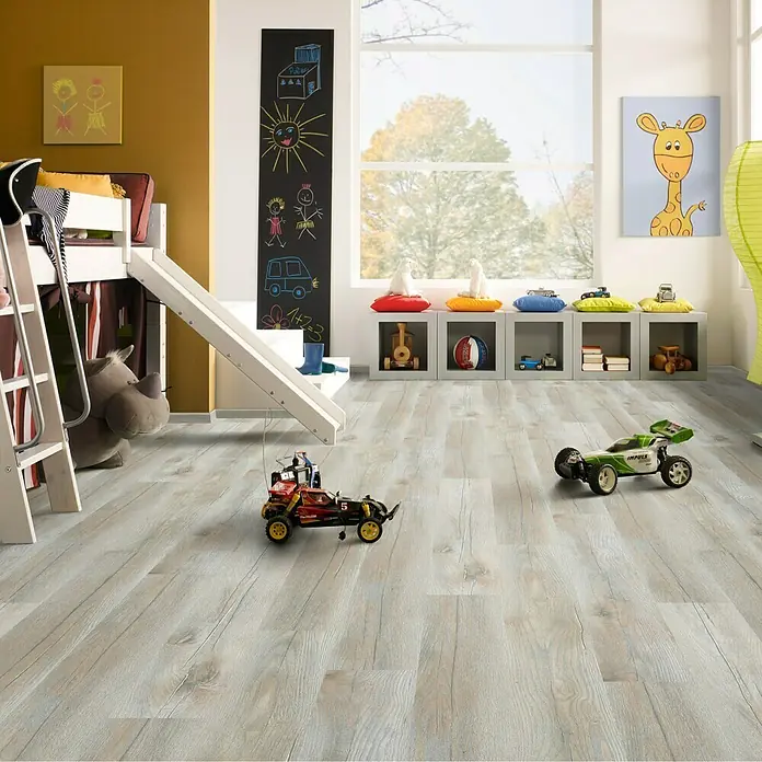 LOGOCLIC Family Laminat Hrast Virani - 1.285 x 192 x 7 mm, Rustikalni pod - Živopisni prikaz