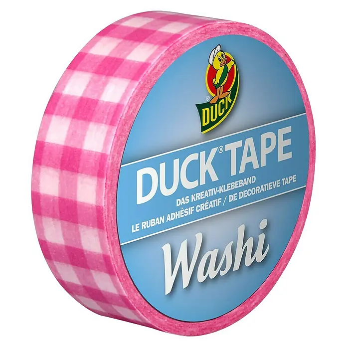 Duck Tape Kreativklebeband Washi - Pink Check, 10 m x 15 mm - Vorderansicht