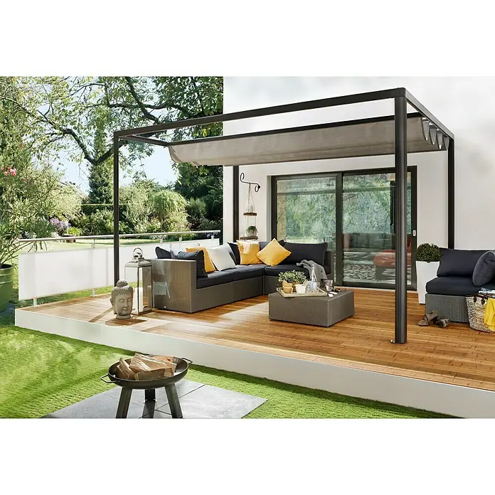 Sunfun LED-Pavillon - 3 x 4 x 2,4 m, Anthrazit, Per App steuerbar