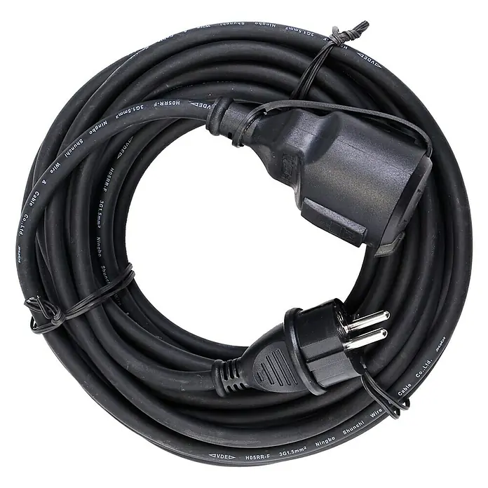 Profi Depot Gumeni produžni kabel - 25 m, Crne boje, IP44, H07RN-F3G1,5 - Pogled sprijeda