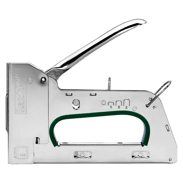 Rapid Handtacker R34E - Klammertiefe: 6 - 14 mm, Geeignet für: Flachdrahtklammern Nr. 140 - Linke Seitenansicht