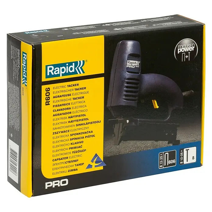 Rapid Elektrotacker R606 PRO - Klammertiefe: 12 - 25 mm, Geeignet für: Drahtstifte 15 - 25 mm, Verpackung: Schachtel