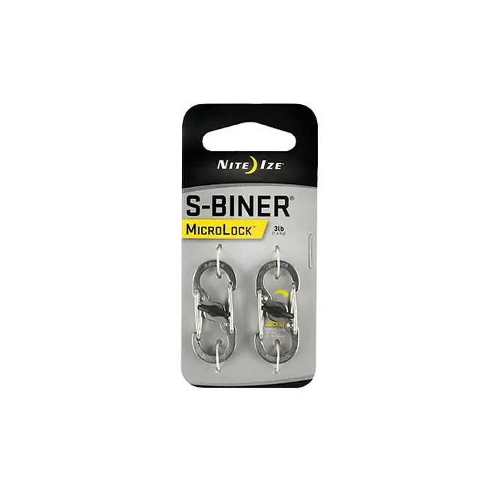 Nite Ize Doppelkarabiner Micro Lock - 35,5 x 15 mm, Edelstahl, Silber, Zugfestigkeit: 1,4 kg