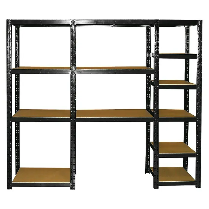 Metall-Schwerlastregal - 40 x 210 x 180 cm, Traglast: 180 kg/Boden, Stecken - Vorderansicht