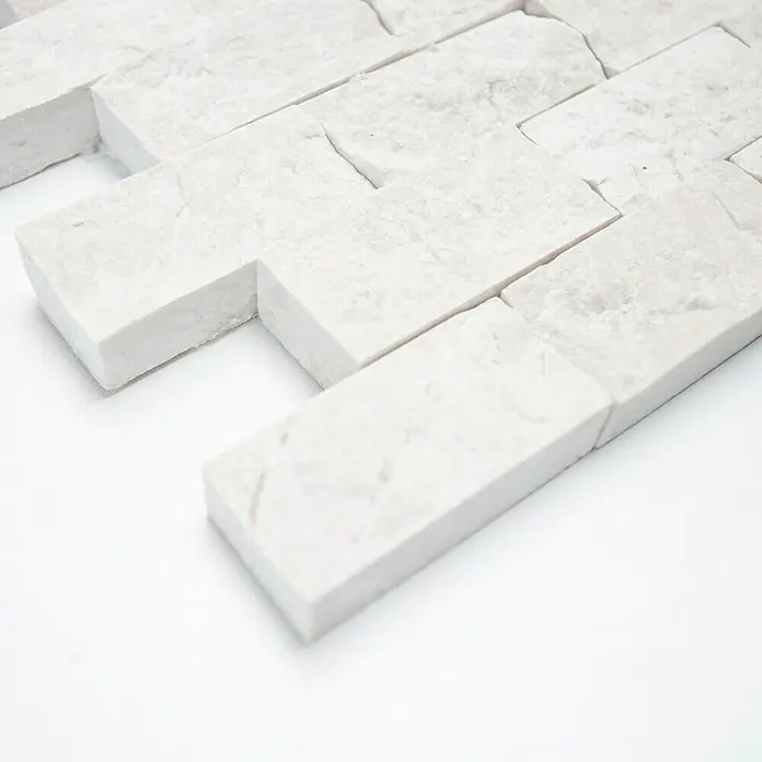 Mosaikfliese Brick Splitface X3D 40060 - 30,5 x 29 cm, Weiß, Matt - Vorderansicht