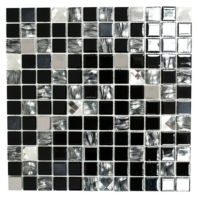 Samoljepljiva mozaik pločica SAM 4CM26 - 30 x 30 cm, Staklo, Mješovito crno - Pogled odozgo
