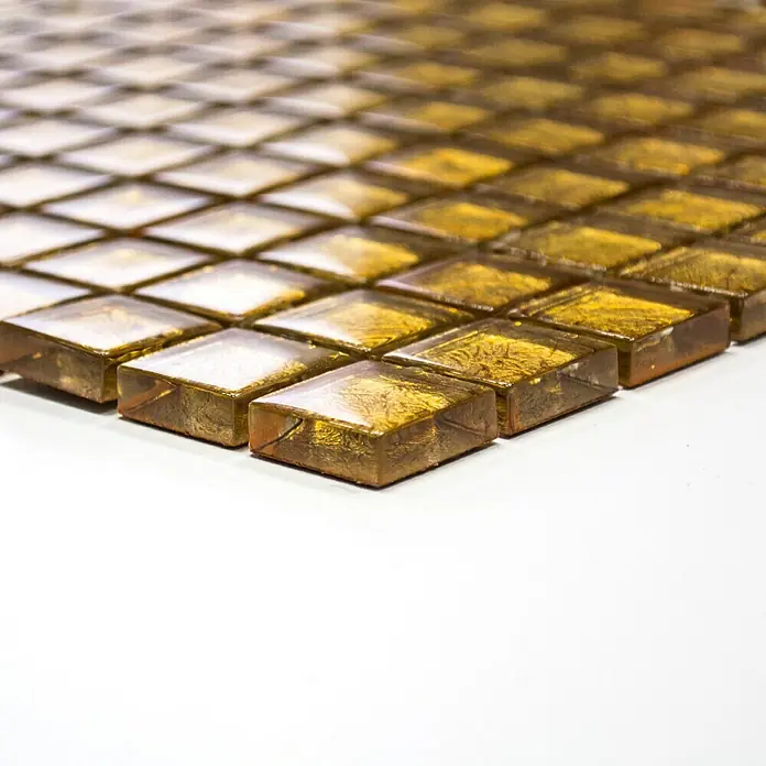Mosaikfliese Quadrat Crystal Uni XCM 8GO15 - 30 x 30 cm, Gold, Glänzend - Vorderansicht