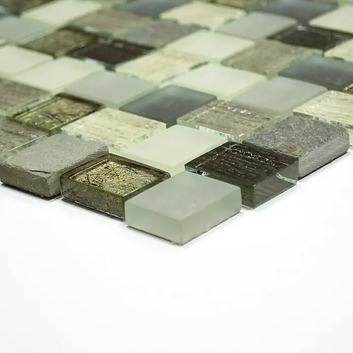 Mosaikfliese Crystal Mix XCM R09 - 27,3 x 27,3 cm, Braun/Grau, Matt - Vorderansicht