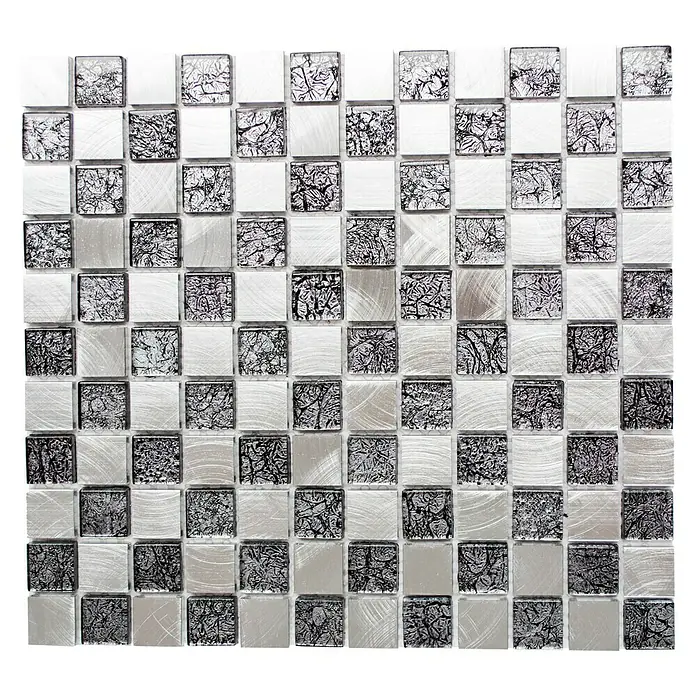 Mosaikfliese Crystal Mix XAM A851 - 32,7 x 30,2 cm, Schwarz/Silber, Matt - Ansicht von oben