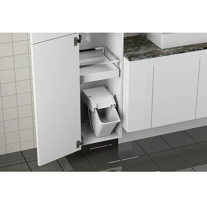 essensa Mülleimer Single - 8 l, Weiß, Kunststoff, Wandmontage, Kippfunktion - Ansicht von oben