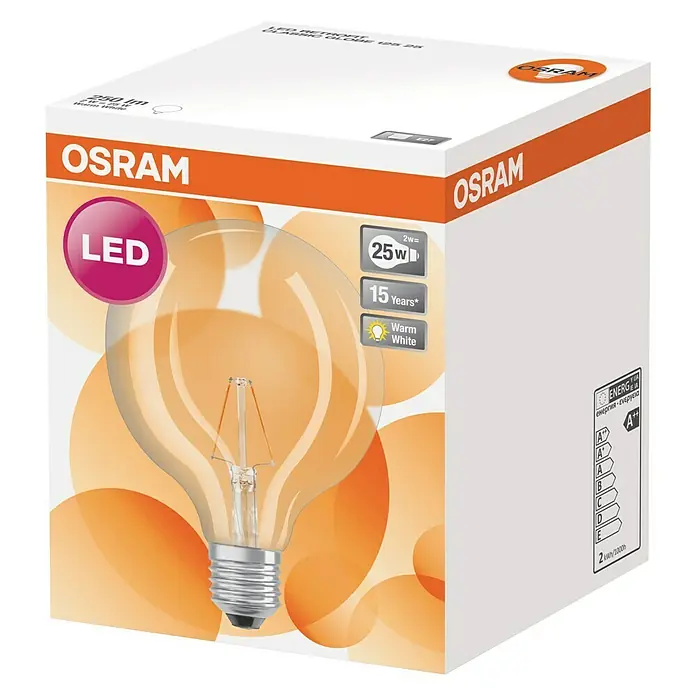 Osram LED žarulja Retrofit Classic A - 2 W, E27, G125, Topla bijela, Bez prigušivanja, Prozirno - Pogled odozgo