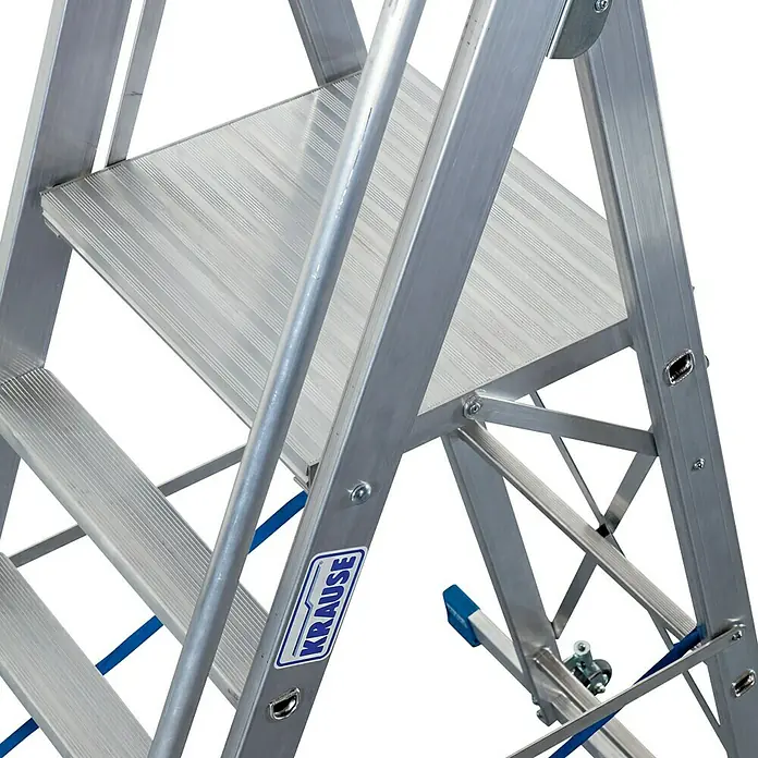 Krause Stabilo Stufenstehleiter - Arbeitshöhe: 4,1 m, 9 Stufen, Aluminium, Sicherheitsbügel