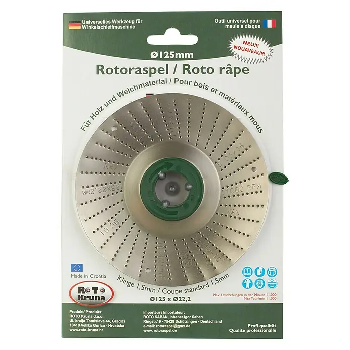 Roto Kruna Rotoraspel - 125 mm, Fein - Vorderansicht