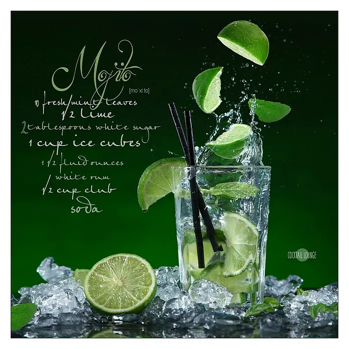 Glasbild - Cocktails II, B x H: 30 x 30 cm - Vorderansicht