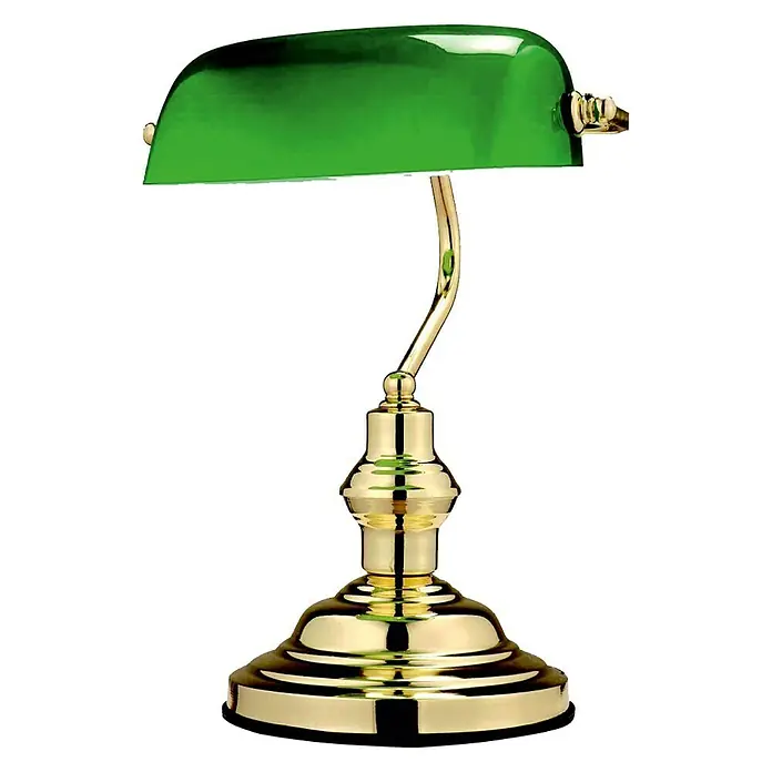 Globo Tischleuchte Bankerslamp - 60 W, L x B x H: 25 x 19 x 36 cm, Messing, Grün, E27