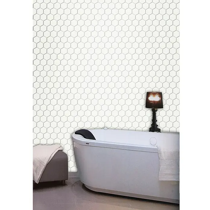 Mosaikfliese Hexagon Uni HX 080 - 32,5 x 28,1 cm, Weiß, Glänzend - Anwendungsbeispiel
