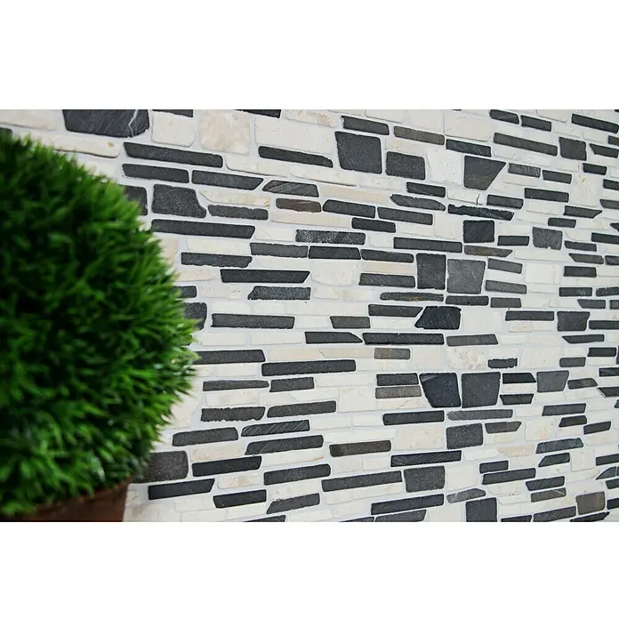 Mosaikfliese Mix MOS BRICK 205 - 30,5 x 30,5 cm, Schwarz, Matt - Detailaufnahme