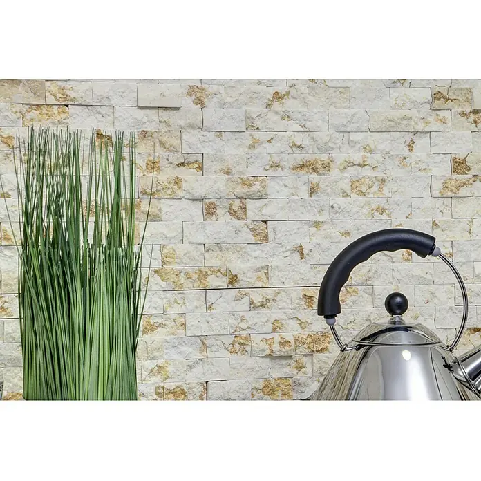 Mosaikfliese Brick Splitface MOS X3D46 - 30 x 30 cm, Beige, Matt - Detailaufnahme