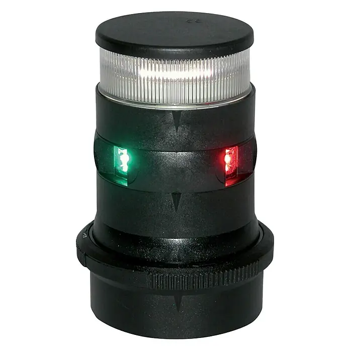 Aqua Signal Serie 34 Dreifarben-Navigationslaterne - LED, Tragweite: 2 sm, 12 V - 24 V, Schwarz - Vorderansicht