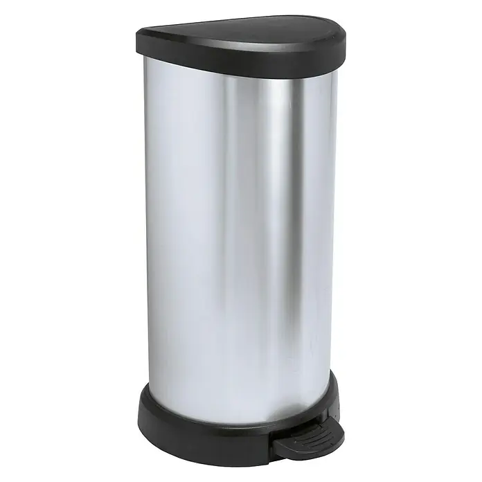 Curver Treteimer Deco Bin - 40 l, Silber Metallic, Rund, Kunststoff