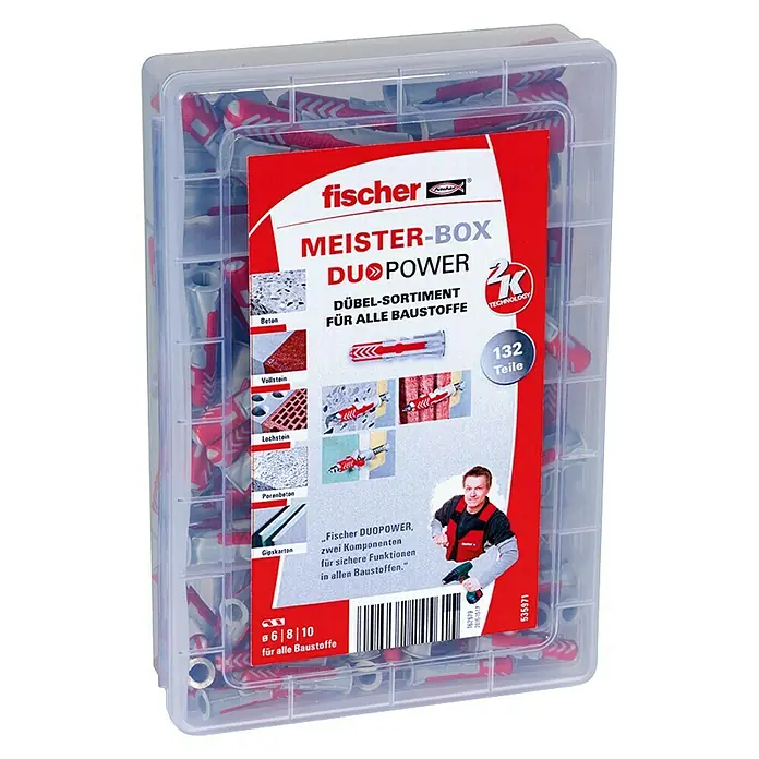 Fischer Meister-Box Dübel-Set Duopower - 132 -tlg. - Rechte Seitenansicht