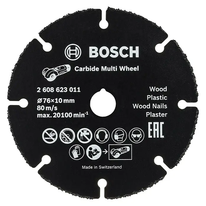 Bosch Professional Rezni disk Carbide - Promjer rezne ploče: 76 mm, Debljina plohe: 1 mm, Prikladno za: Drvo, Namijenjeno za: Bosch Professional akumulatorske kutne brusilice GWS 12V-76 - Pogled sprijeda