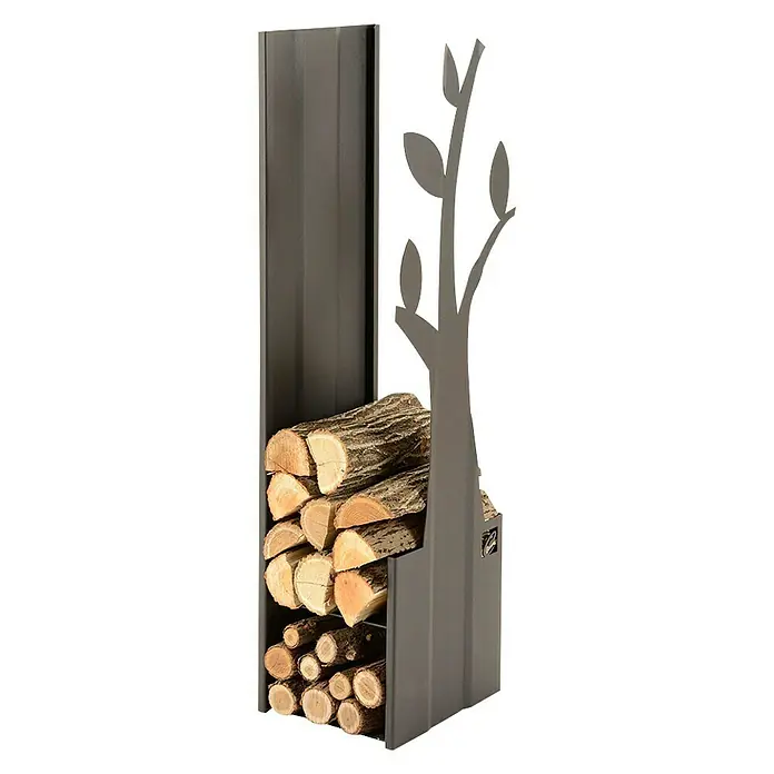 Holzkorb Albero N - 30 x 33 x 110 cm, Stahl, Schwarz