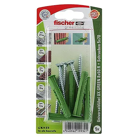 Fischer Greenline Universaldübel-Set UX 8 x 50 R S GREEN K