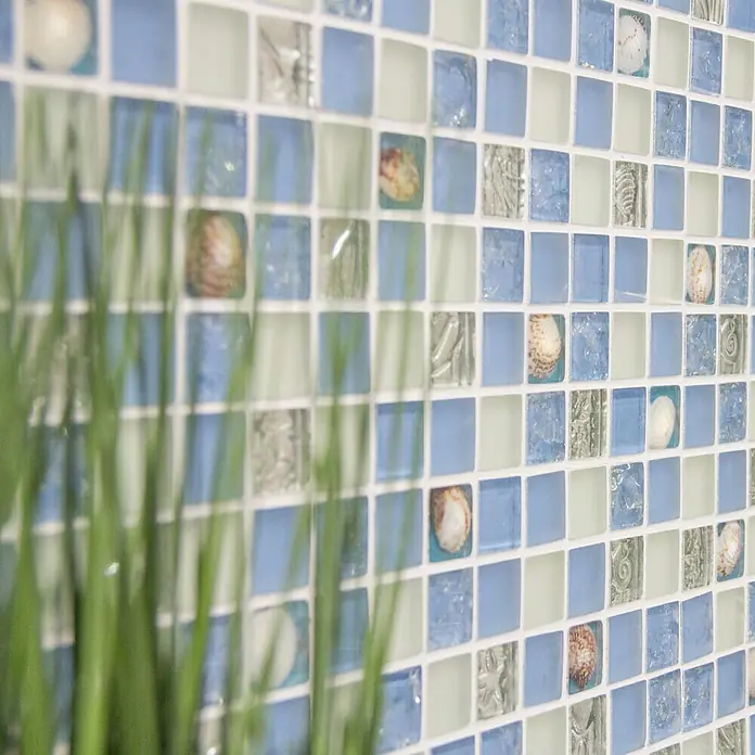 Mosaikfliese Crystal XCM 8OP8 - 30 x 30 cm, Blau, Glänzend - Detailaufnahme